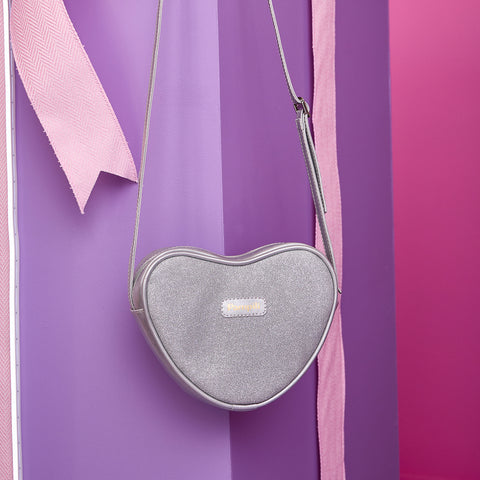 Bolsa Infantil Pampili Coração Glitter Prata