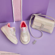 Bolsa Infantil Pampili Holográfica com Patch Ursinho Branca