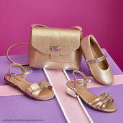 Sandália Infantil Pampili Cherrie Cristais Coloridos Dourada