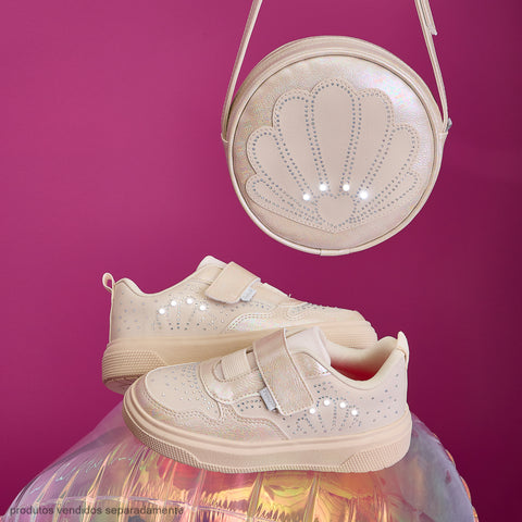 Tênis de Led Infantil Pampili Concha Nude