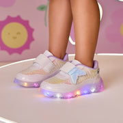 Tênis de Led Infantil Liz Luz Cauda de Sereia Branco