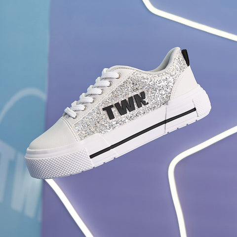 Tênis Feminino TWN Space Com Glitter Flocado Branco