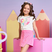 Short Saia Infantil Pampili Corações Rosa