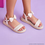 Sandália Infantil Pampili Sand Flower Laço Removível Branca