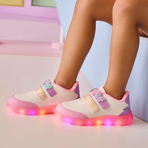 Tênis de Led Infantil Feminino Liz Luz Borboletas Colorido