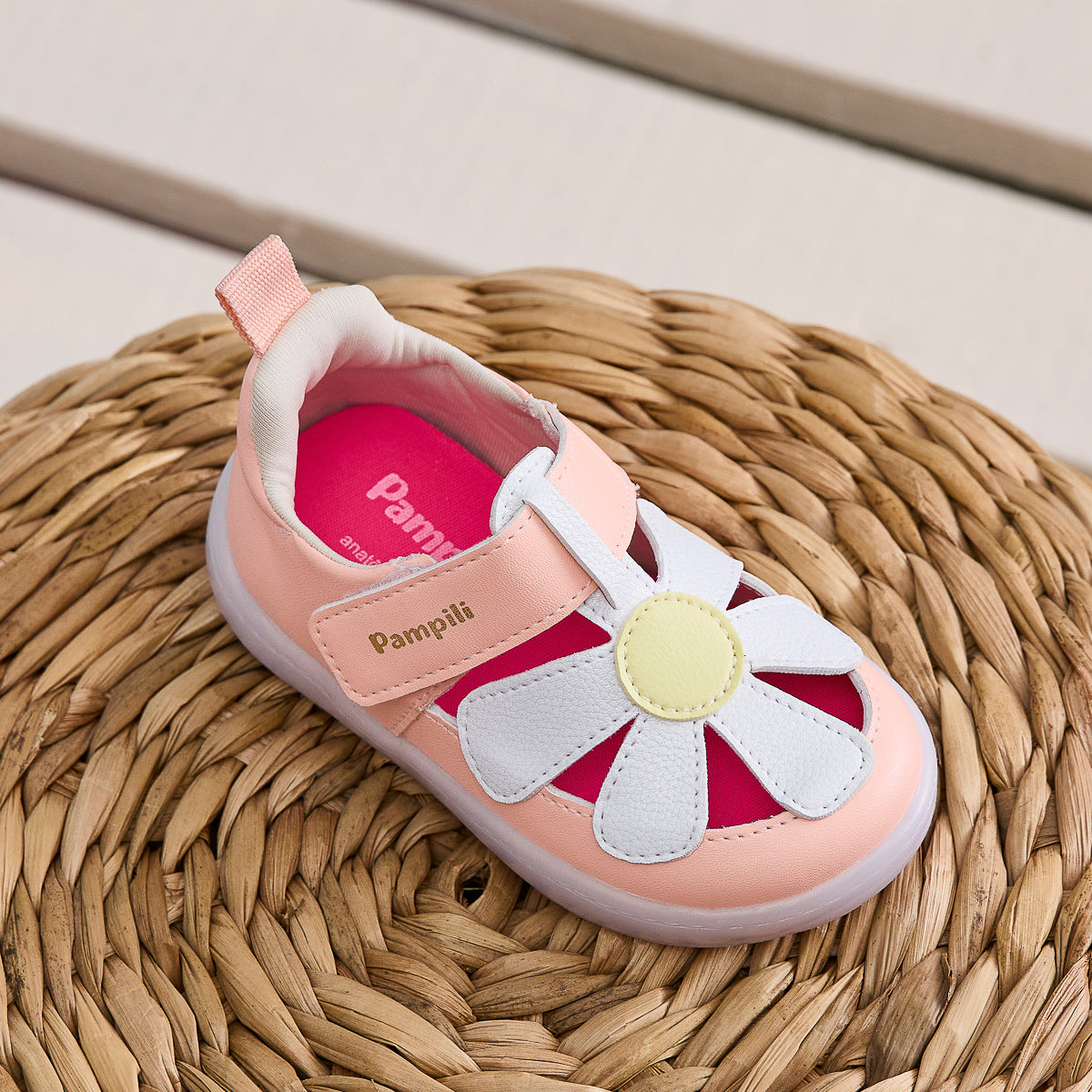 Tênis Infantil Pampili Mini Sophie com Flor Laranja