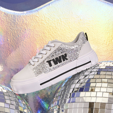 Tênis Feminino TWN Space Com Glitter Flocado Branco