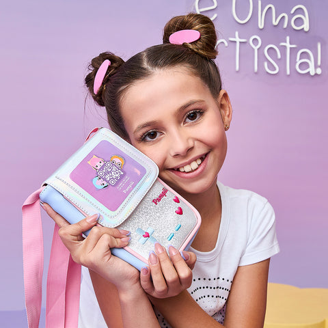 Bolsa Tiracolo Infantil Pampili Game Pamps Holográfica Colorida