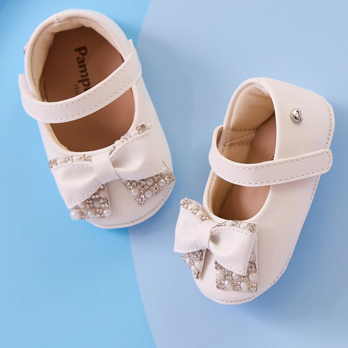 Sapato de Bebê Pampili Nina com Laço Branco