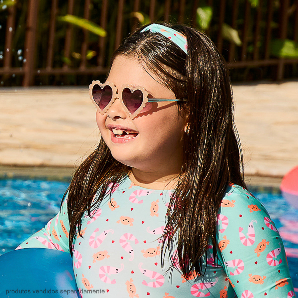 Óculos de Sol Infantil Feminino Acetato Coração Nude