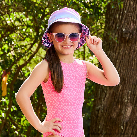 Chapéu Bucket Hat Infantil Pampili Dupla Face Borboletas Azul