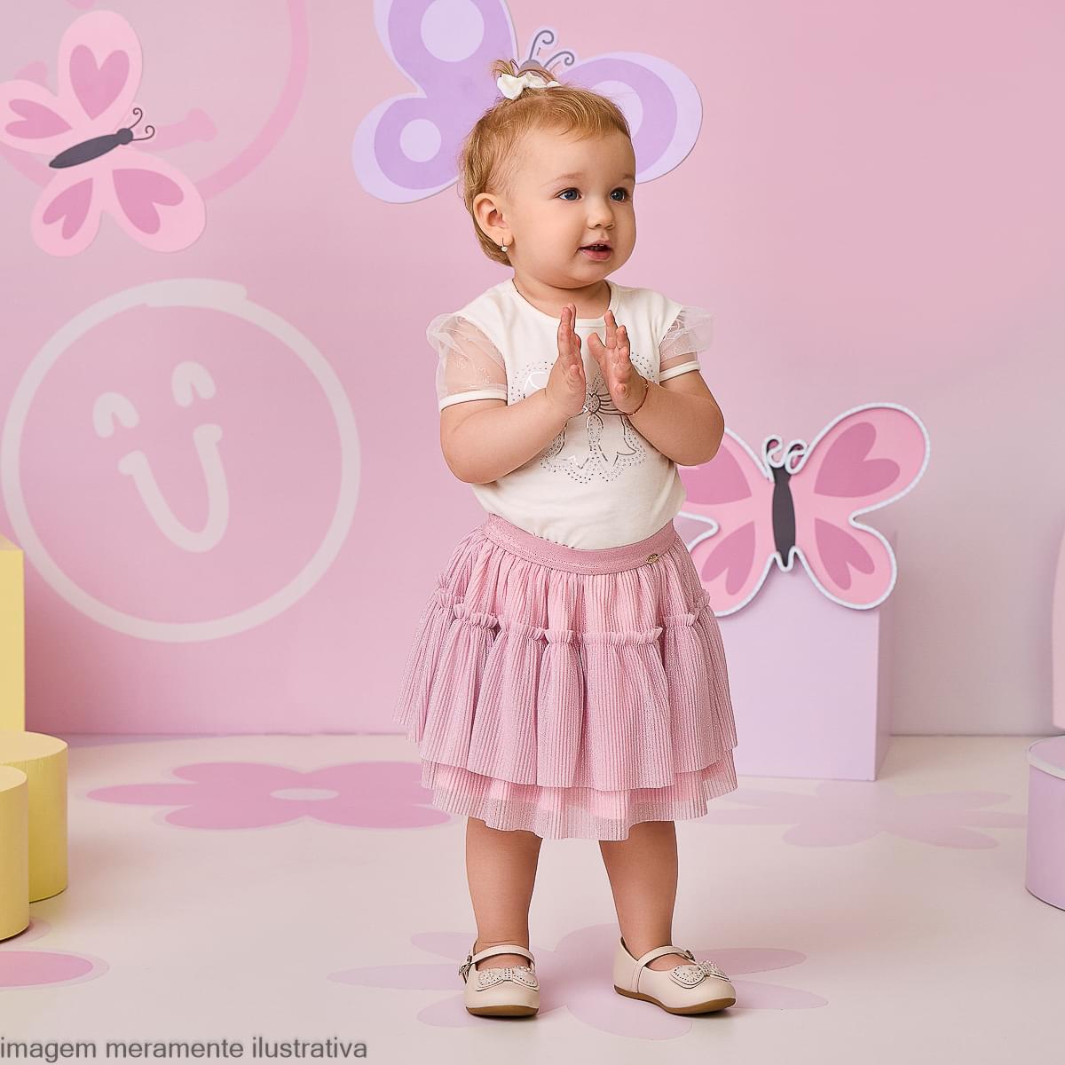 Sapato Infantil Feminino Mini Angel Duplo Laço Nude