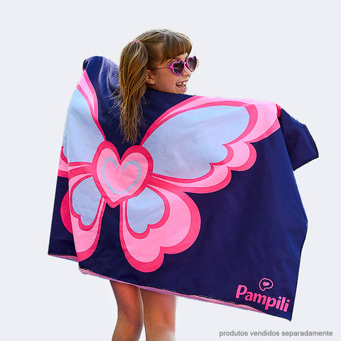 Toalha Infantil Feminina Pampili Borboleta Azul Marinho