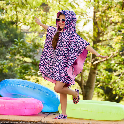 Roupão de Banho Infantil com Capuz Pampili Borboletas Azul