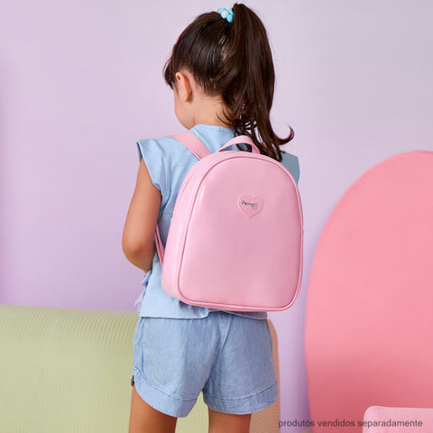 Mochila Infantil Pampili Verniz Rosa Claro