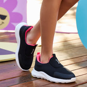 Tênis Calce Fácil Infantil Feminino Bubble Escolar Preto Pink