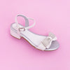 Sandália Infantil com Salto Pampili Fancy Laço Manta de Strass Branca Holográfica