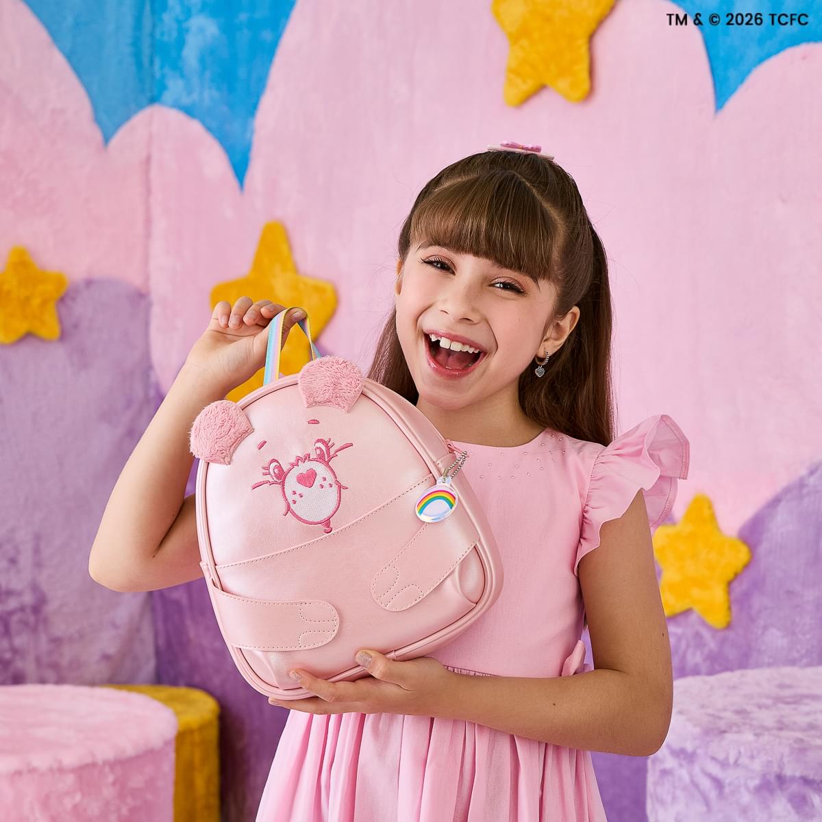 Mochila Infantil Pampili Ursinhos Carinhosos Perolada Rosa