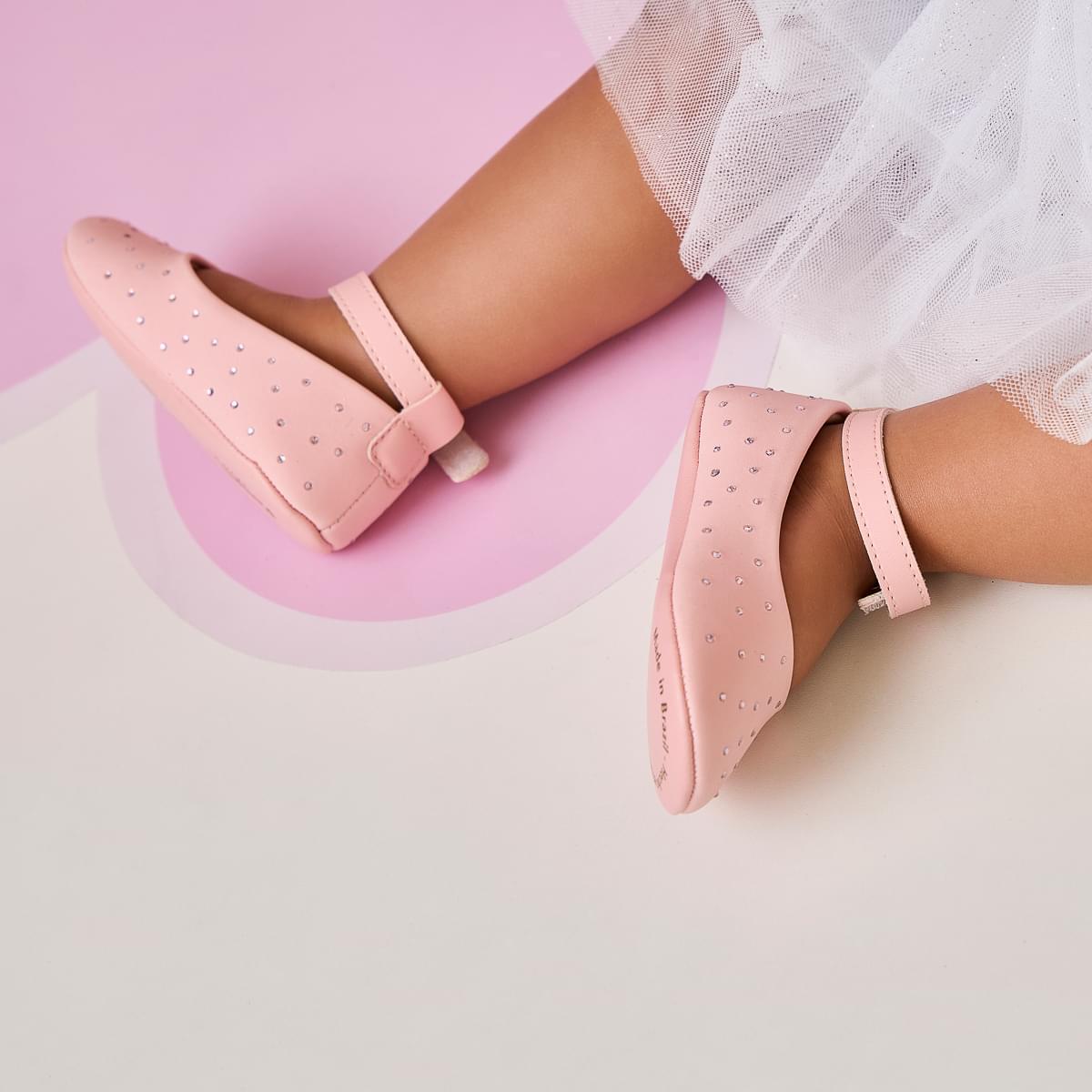 Sapato de Bebê Nina Strass Rosa - Vem Com Mimo Especial!