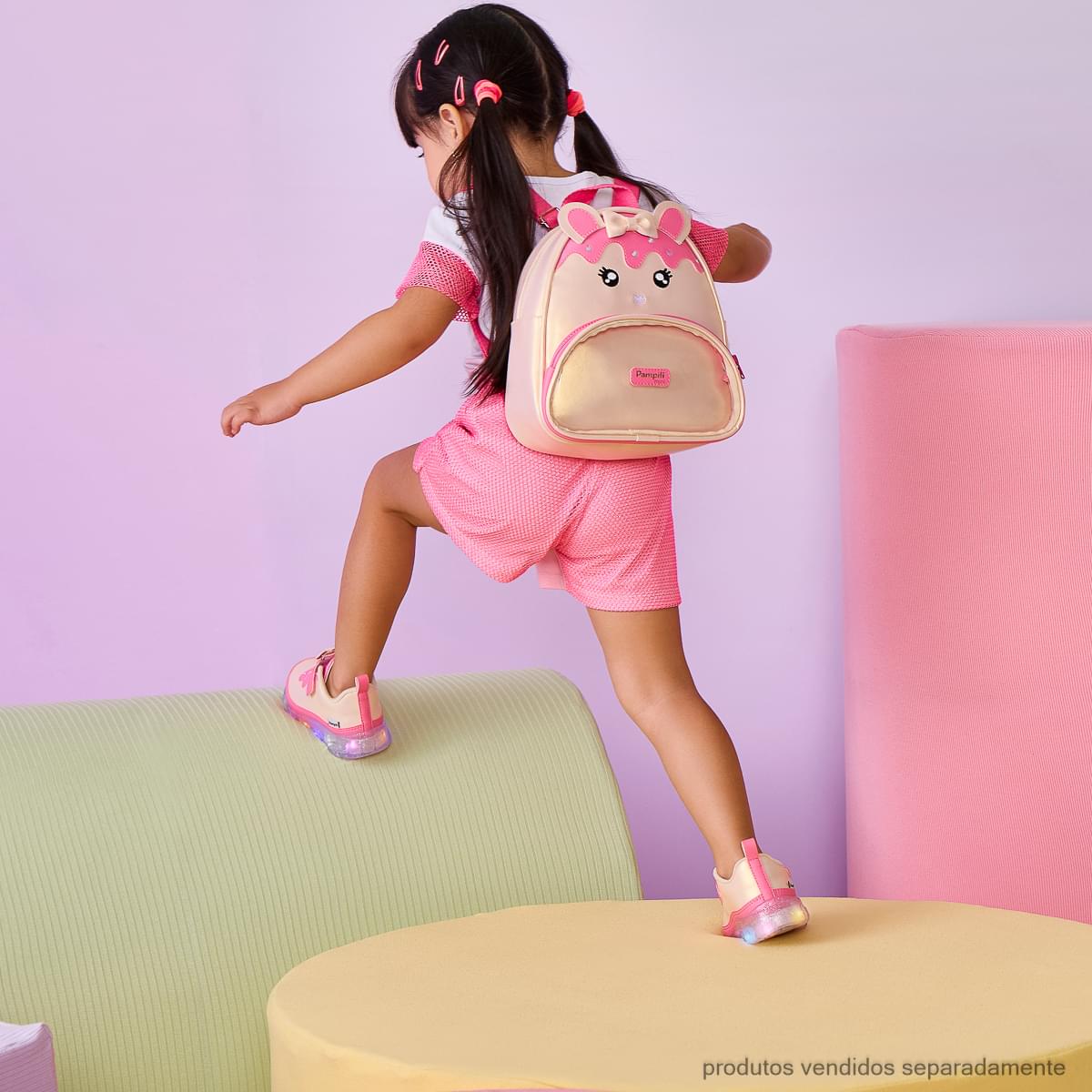 Short Infantil Pampili Telado Rosa Neon