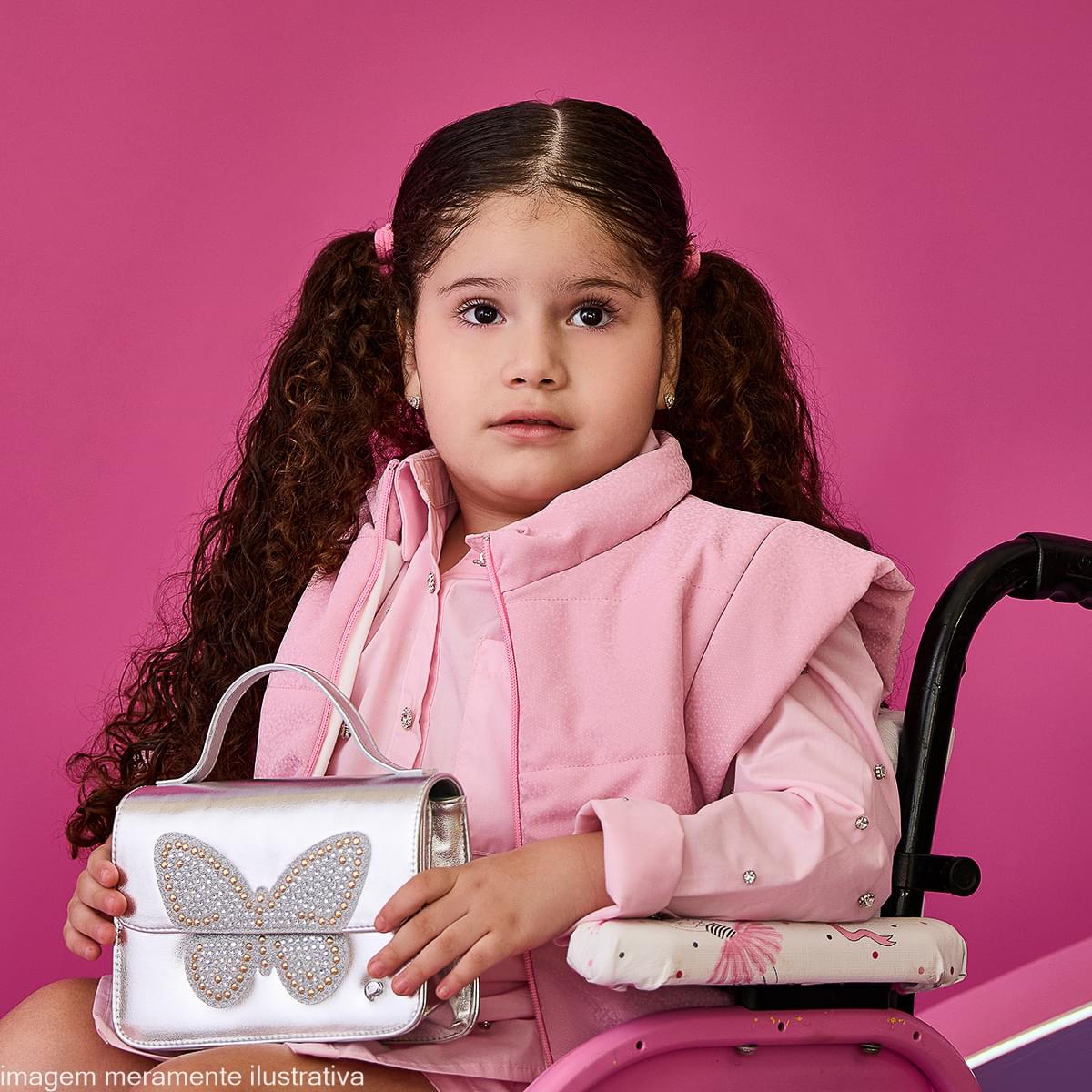 Bolsa Infantil Pampili Metalizada Borboleta Prata