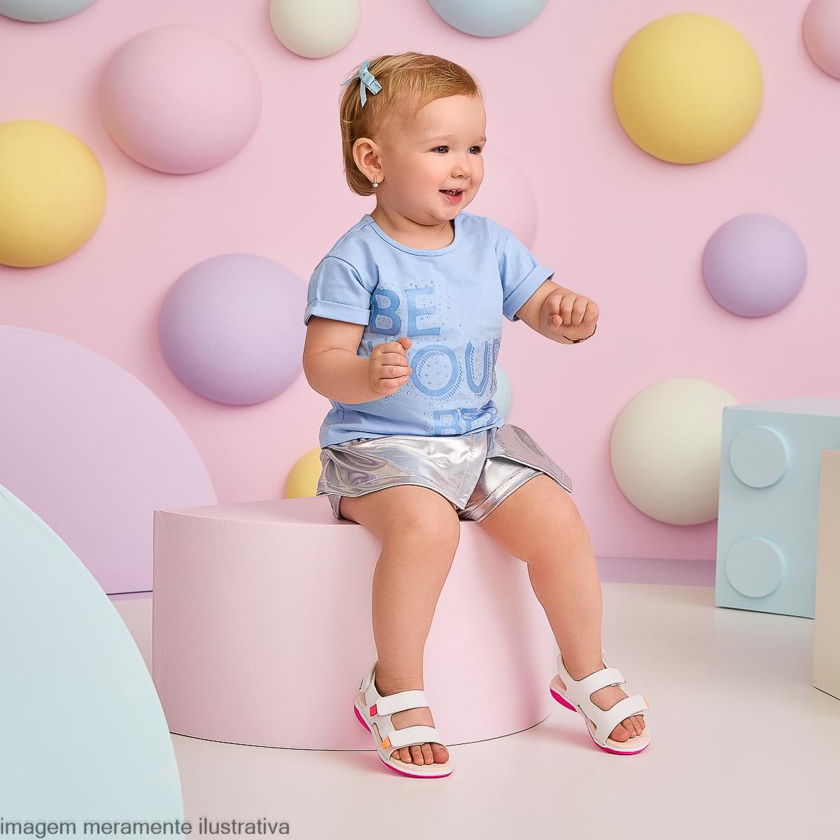 Short Saia Infantil Feminino Prata Metálico