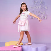 Sapatilha Infantil Pampili Ballet Fivela com Strass Rosa Suspiro