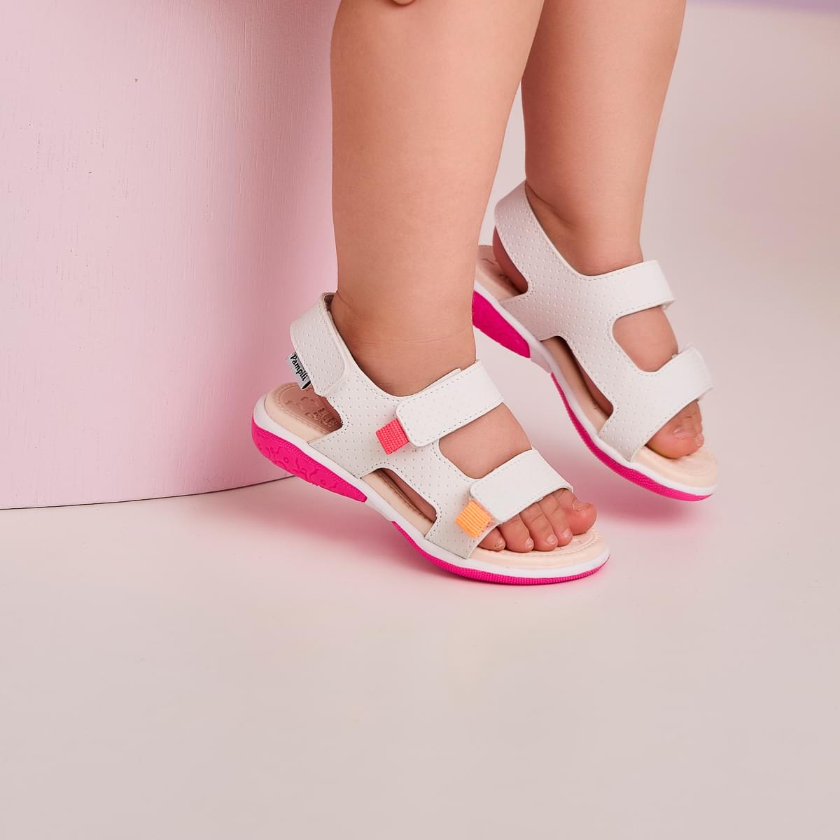 Sandália Infantil Feminina Mavie Velcro Branco