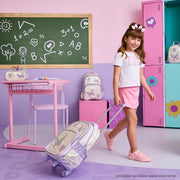 Mochila de Rodinha Infantil Escolar Pampili Borboletas Lilás