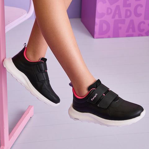 Tênis Infantil Feminino Bubble Escolar Preto Pink