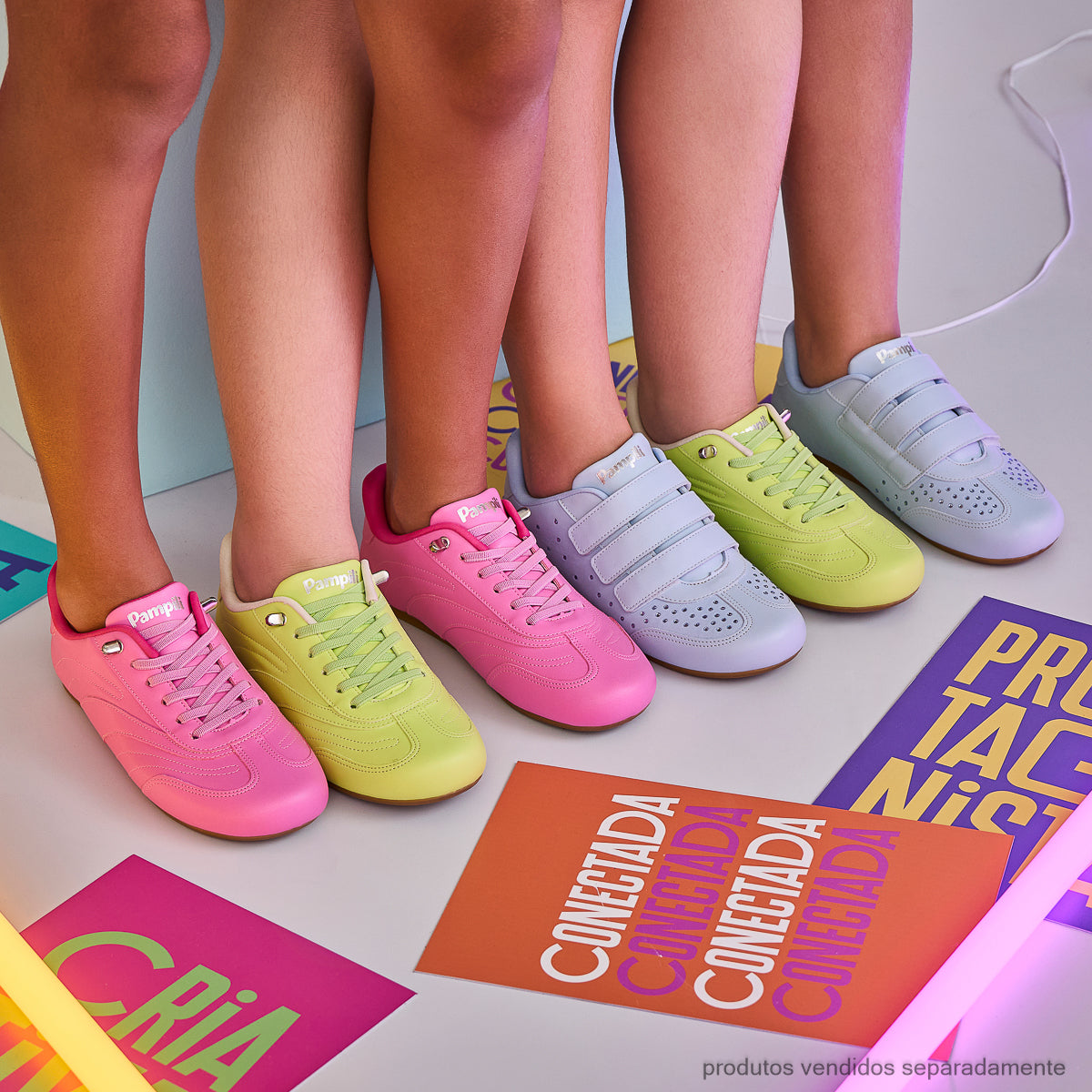 Tênis Flat Infantil Pampili Cadarço Elástico Verde Neon