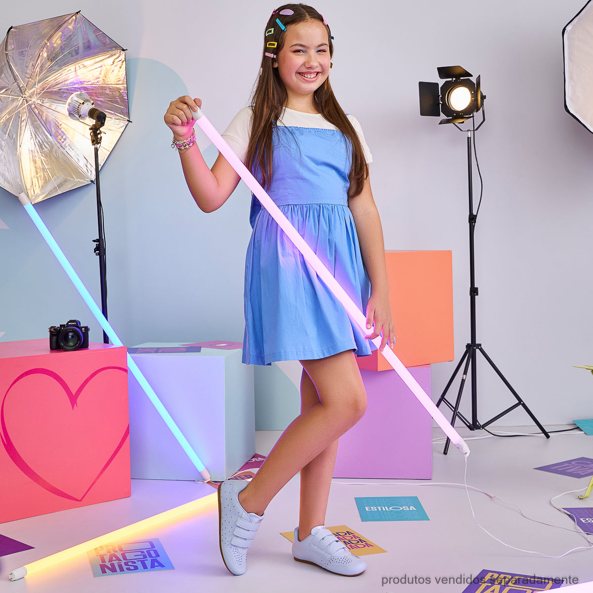 Tênis Flat Infantil Pampili com Strass Azul