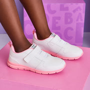 Tênis Infantil Pampili Gabby Escolar Branco Rosa
