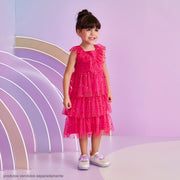 Vestido Infantil Pampili Babados em Tule Pink