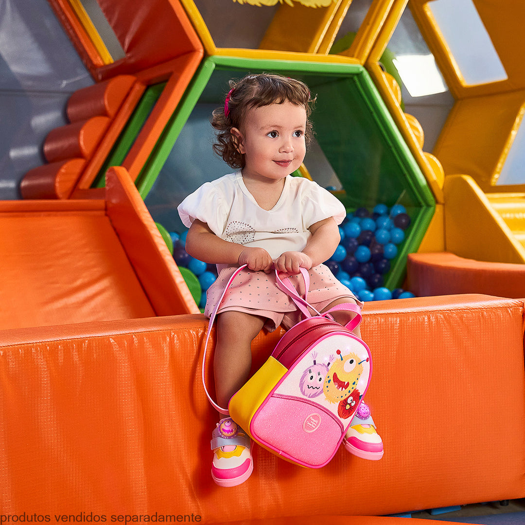 Mochila Infantil Pampili Chocomonstros Cacau Show Branca e Colorida