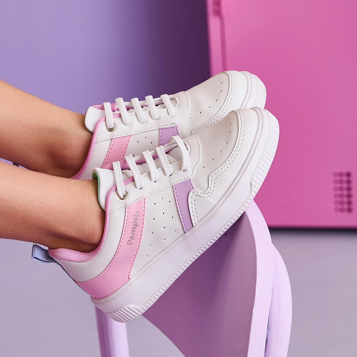Tênis Infantil Feminino Pampili Up Recortes Branco Colorido