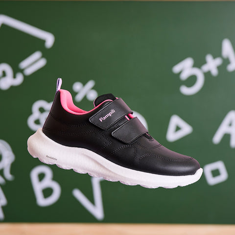 Tênis Infantil Feminino Bubble Escolar Preto Pink