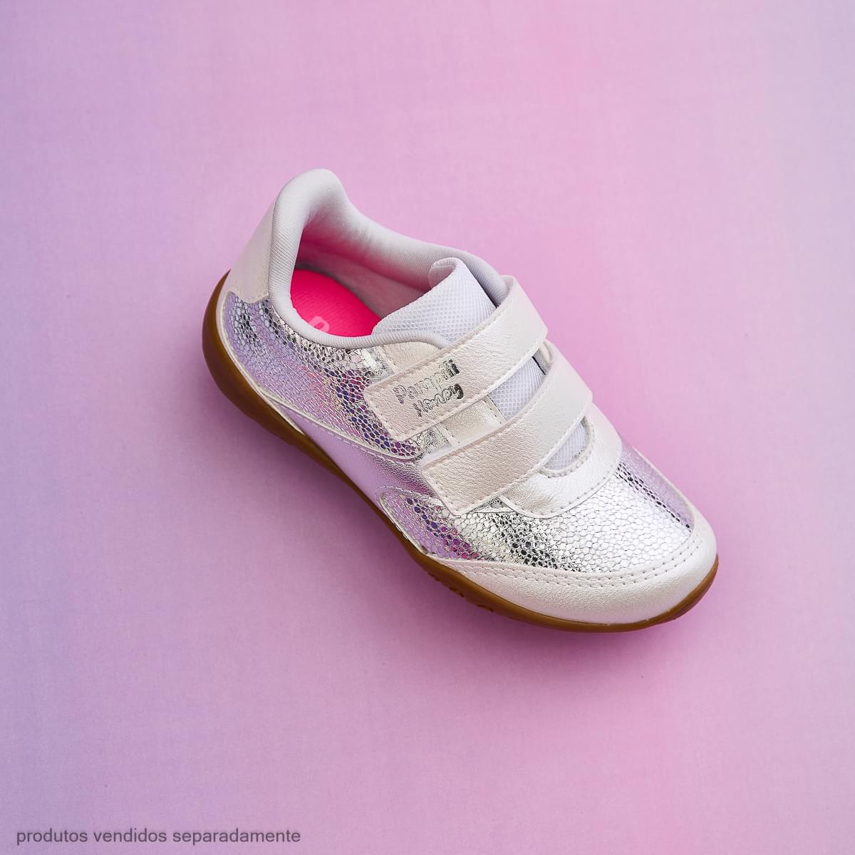 Tênis Infantil Pampili New Honey Branco Prata