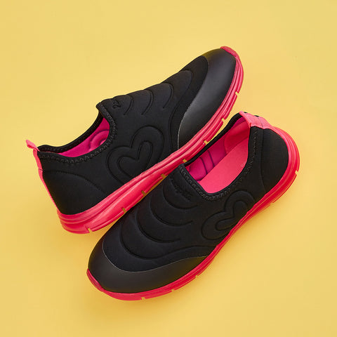 Tênis Calce Fácil Infantil Pampili Gabby Coração Icônico Preto Pink