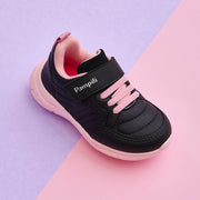 Tênis Infantil Feminino Mini Soft Escolar Costura Preto Rosa