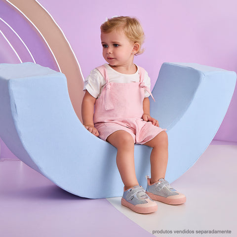 Jardineira Infantil Pampili Rosa Claro