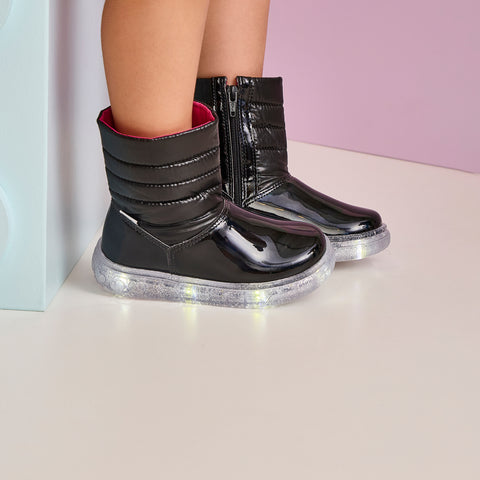 Bota de Led Infantil Feminina Comfy Preta