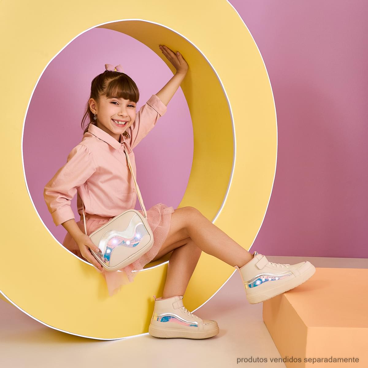 Tênis de Led Infantil Pampili XP24 Holográfico Nude