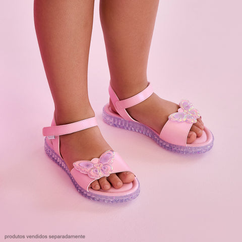 Sandália Infantil Pampili Candy Borboleta Holográfica Rosa