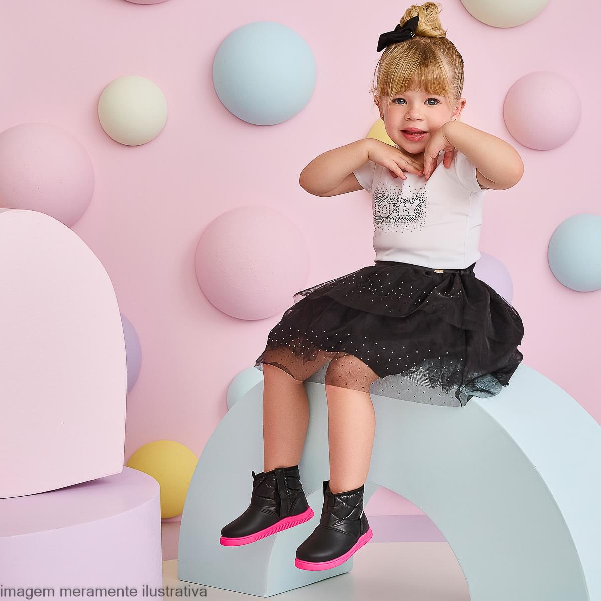 Saia Infantil Feminina Camadas de Tule Preta