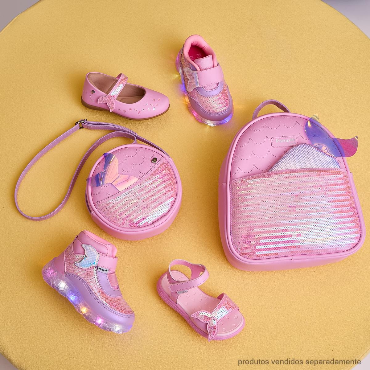 Sandália Infantil Pampili Bia Cauda de Sereia Rosa