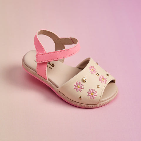 Sandália Infantil Espadrilhe Pampili Lala Flor Rosa Nude