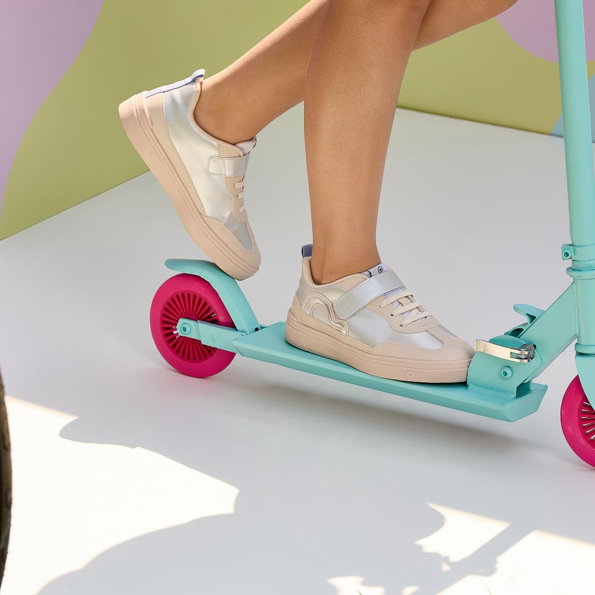 Tênis Infantil Feminino Pampili Casual Nude Prata