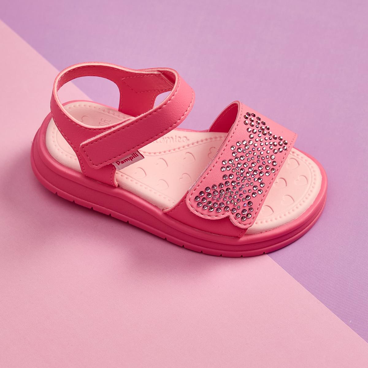 Sandália Papete Infantil Pampili Petit Borboletas em Strass Pink
