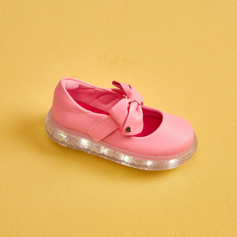 Tênis de Led Pampili Sneaker Luz Mary Jane Laço Rosa Neon